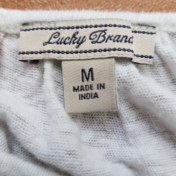 Lucky Brand White/Blue Peasant Blouse, Med. - Picture 2 of 3